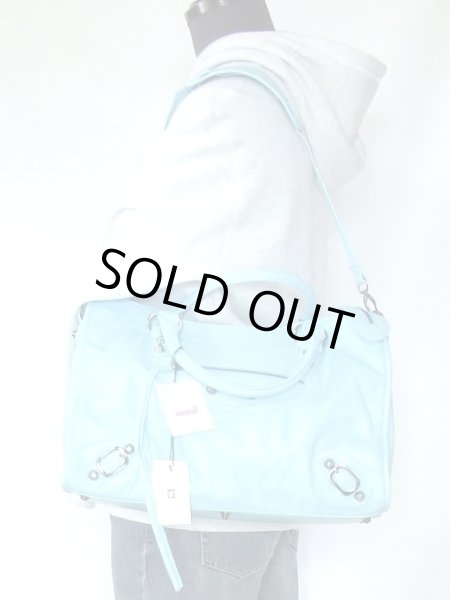 画像5: 【特売】BIOLINAパステルブルー2way合皮ハンドバッグ (5)