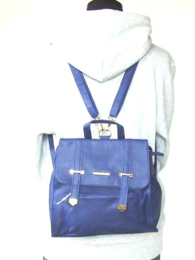 画像1: ＜訳あり＞レディースお洒落なブルー色のリュック＆ショルダー３ＷＡＹバッグ
