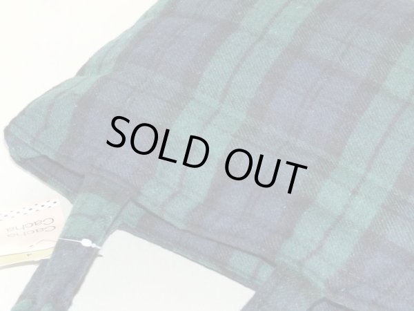 画像4: 【sale】ふわふわチェック柄手提げバッグ緑【メール便ok】 (4)