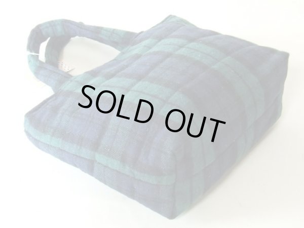 画像2: 【sale】ふわふわチェック柄手提げバッグ緑【メール便ok】 (2)