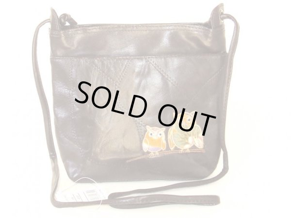 画像2: 本革ふくろうパッチワークショルダーバッグ（２色有）【メール便ok】 (2)