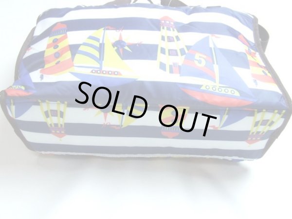 画像2: moamoa傘生地マリンボーダー柄2wayボストンバッグ (2)