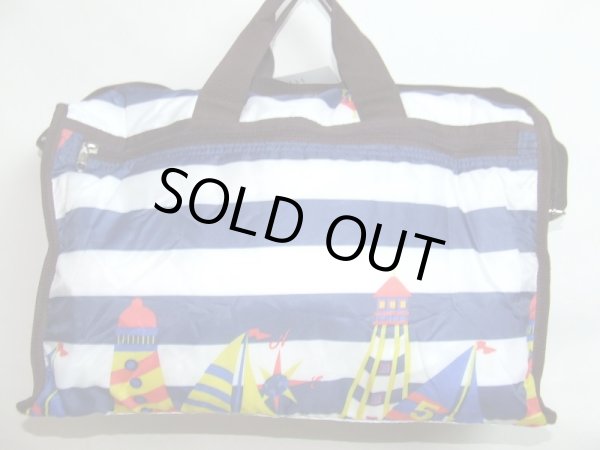 画像4: moamoa傘生地マリンボーダー柄2wayボストンバッグ (4)