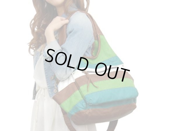 画像4: ソフト合皮カラフルボーダー2WAYショルダーバッグ (4)