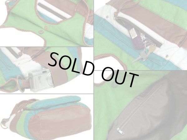 画像3: ソフト合皮カラフルボーダー2WAYショルダーバッグ (3)