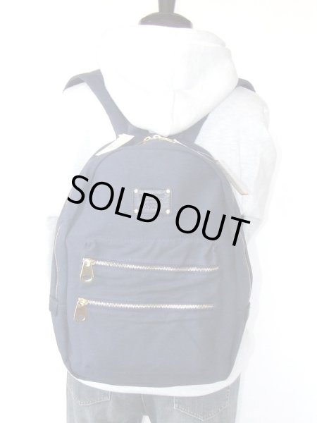 画像8: ゴールドダブルファスナー帆布リュックサック紺 (8)