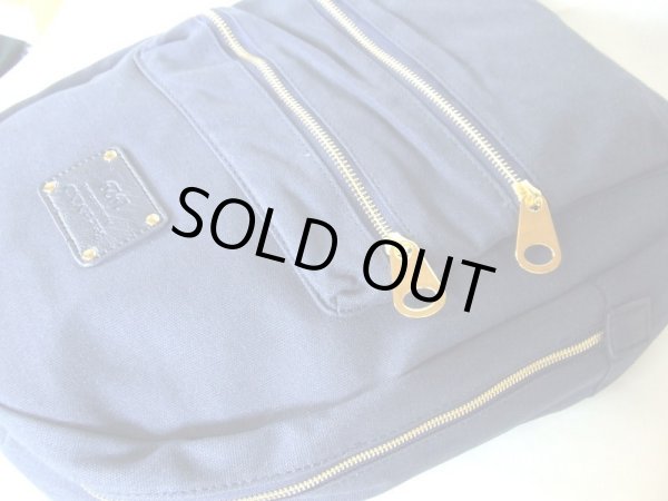 画像4: ゴールドダブルファスナー帆布リュックサック紺 (4)