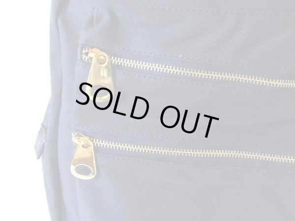 画像5: ゴールドダブルファスナー帆布リュックサック紺 (5)