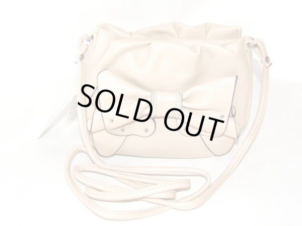 画像2: リボン飾り付き合皮ポシェット横型（ベージュ） (2)