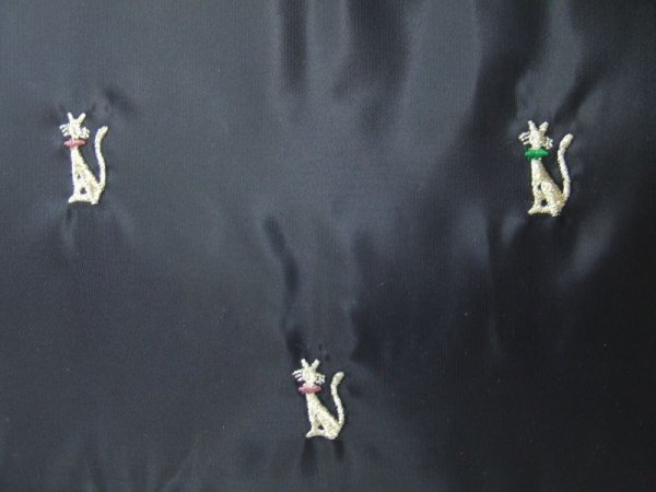 画像5: 傘収納ポケット付き軽量猫刺繍トートバッグ／黒 (5)