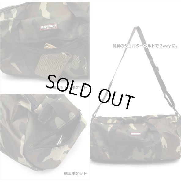 画像3: １〜２泊の旅行に！人気の迷彩カモフラ柄メンズ2WAYロールボストンバッグ (3)