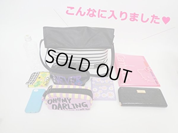 画像5: ボーダー柄口折れ2wayショルダーバッグ紺 (5)