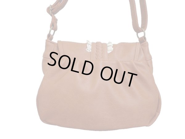 画像4: レース付き合皮ショルダーバッグ茶 (4)