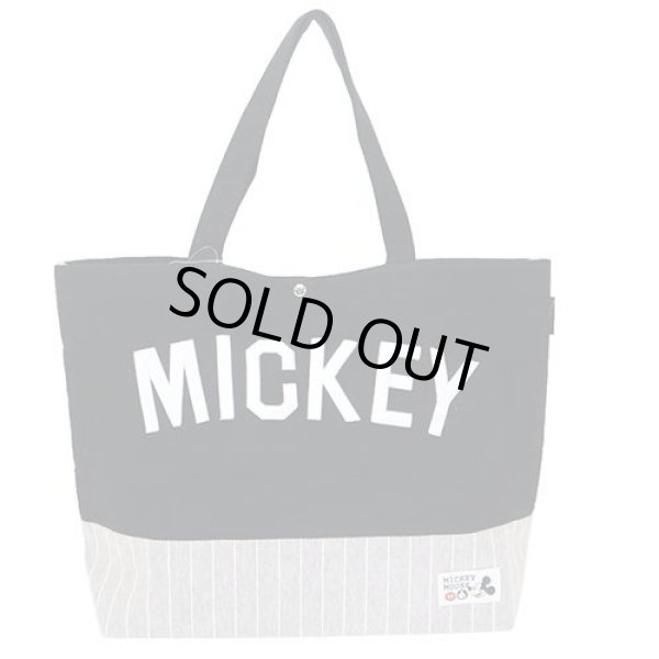 画像1: ミッキーマウスMICKEY刺繍入りトートバッグ黒 (1)