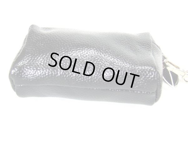 画像2: ダブルファスナー牛革ポーチ黒【メール便ok】 (2)