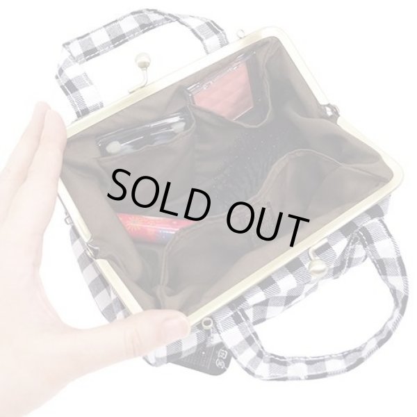 画像3: チェック柄がま口2wayポシェット【メール便ok】 (3)