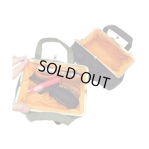 画像3: ナイロンがま口2wayポシェット黒【メール便ok】 (3)