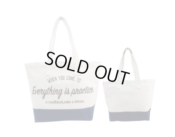 画像2: 英字ロゴバイカラー帆布ビッグトートバッグ（２色有） (2)