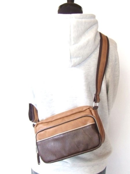 画像9: 【sale】カラーライン合成皮革レディース斜め掛けミニショルダーバッグ（３色有） (9)