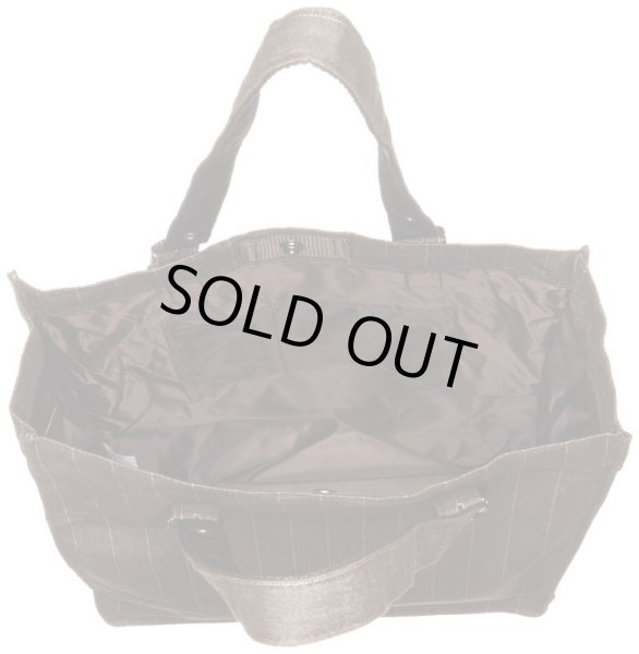 画像5: 持ち手長さ調節可能ピンストライプトートバッグ茶 (5)