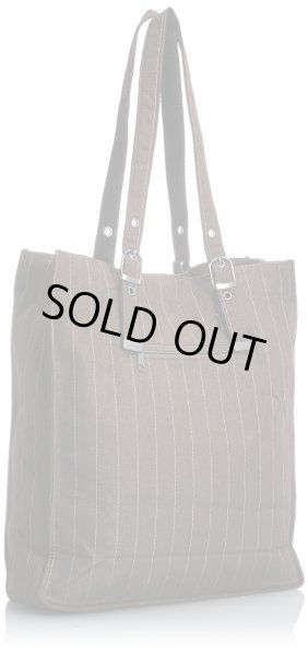 画像2: 持ち手長さ調節可能ピンストライプトートバッグ茶 (2)