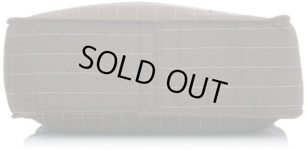 画像4: 持ち手長さ調節可能ピンストライプトートバッグ茶 (4)