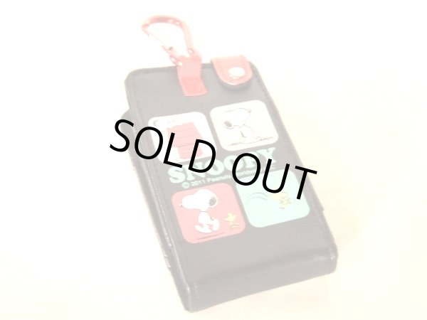 画像2: スヌーピーsnoopyミニポーチ携帯ケース黒 (2)