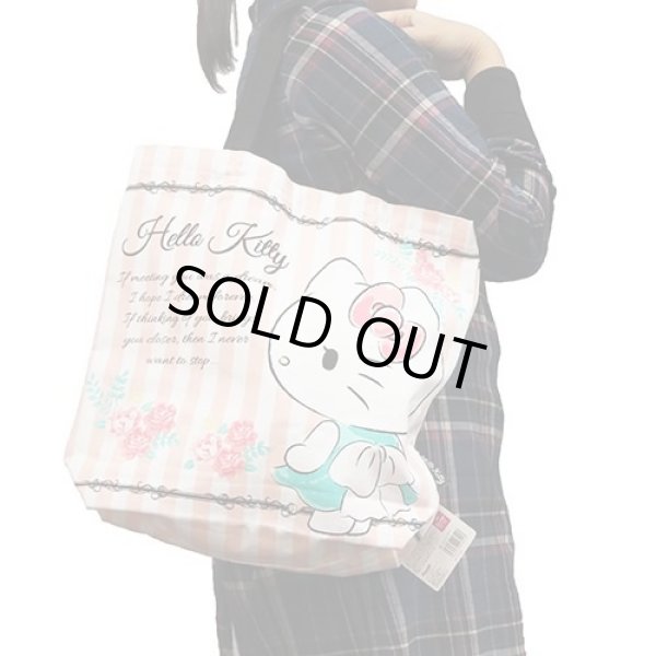 画像4: ハローキティ(HelloKitty)ストライプローズトートバッグ (4)