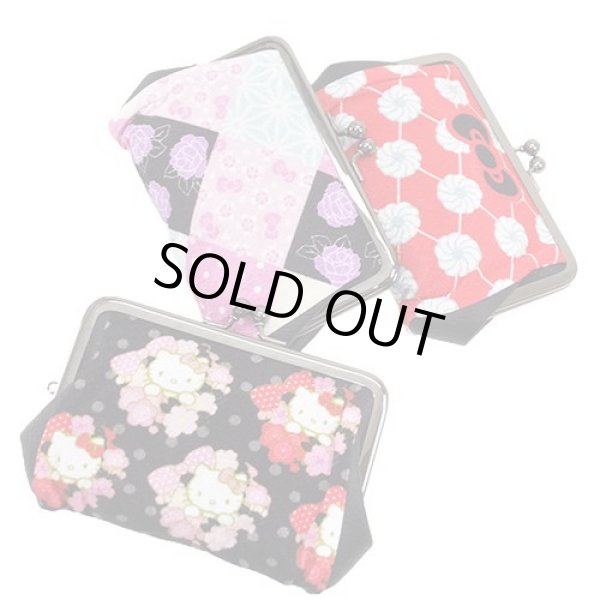 画像3: ハローキティちりめん和柄がま口ポーチ【メール便ok】 (3)