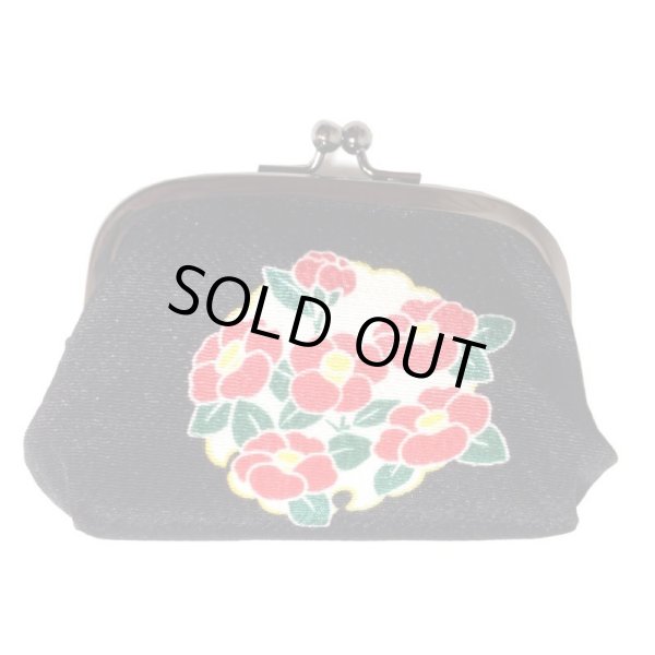 画像2: スヌーピーちりめん和柄がま口ポーチ椿【メール便ok】 (2)