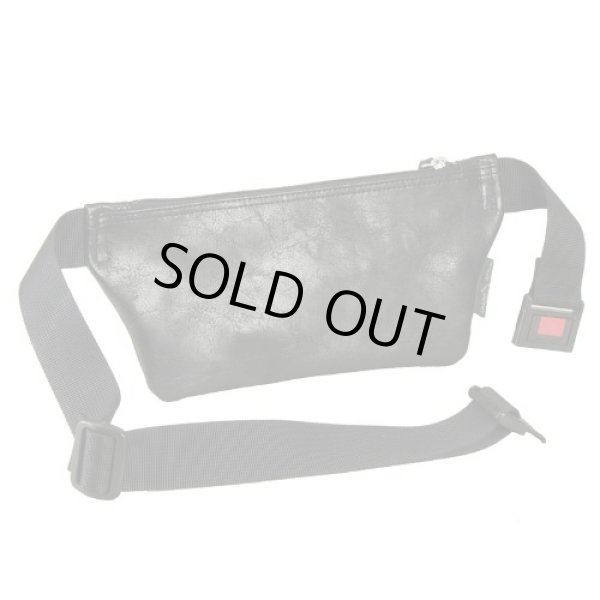 画像3: saleメンズ極薄マチなしフェイクレザー軽量ウエストバッグ日本製／黒 (3)