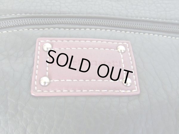 画像5: 拡幅機能付き水玉裏地ミニショルダーバッグ黒ｘ紫 (5)