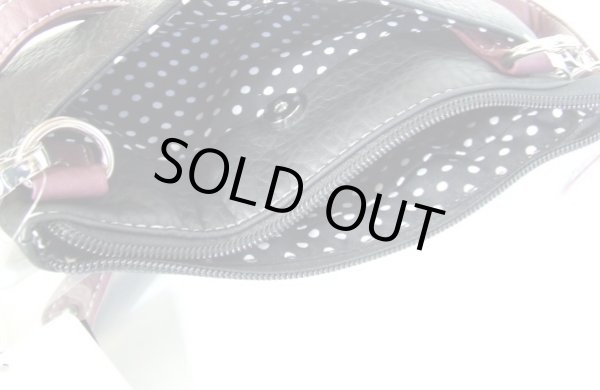 画像7: 拡幅機能付き水玉裏地ミニショルダーバッグ黒ｘ紫 (7)