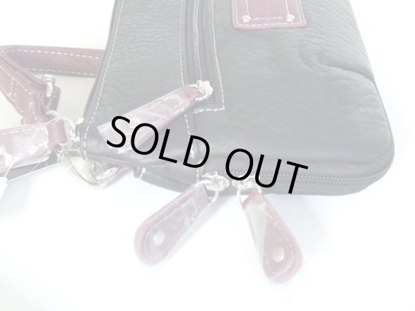 画像6: 拡幅機能付き水玉裏地ミニショルダーバッグ黒ｘ紫 (6)