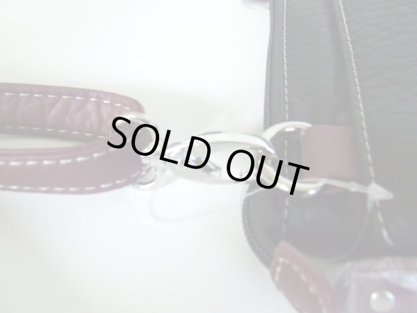 画像3: 拡幅機能付き水玉裏地ミニショルダーバッグ黒ｘ紫 (3)