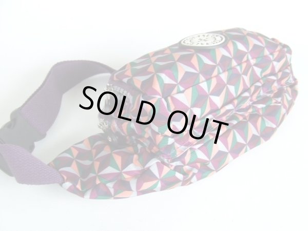 画像3: 幾何学模様小振りサイズのウエストバッグ紫【メール便ok】 (3)