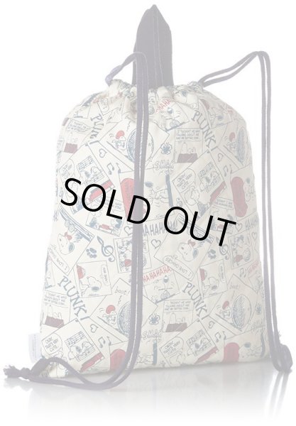 画像2: スヌーピーSNOOPYコミック柄キルトナップサック (2)