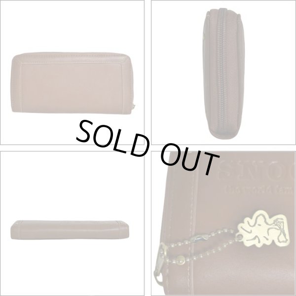 画像3: スヌーピーSNOOPYエンボス加工ラウンド長財布チョコ (3)