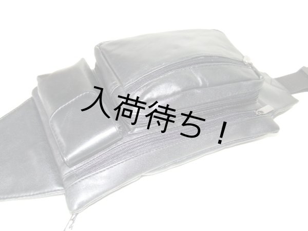 画像3: 合皮＆ラム革ウエストバッグ黒【メール便ok】 (3)