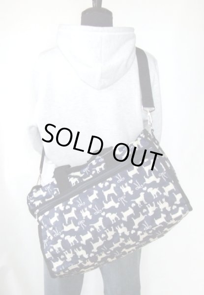 画像8: 犬シルエット２ＷＡＹボストンバッグ紺キャリー対応 (8)