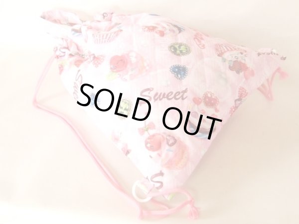 画像2: スイーツ柄キルト２ＷＡＹナップサック／ピンク (2)