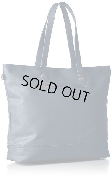 画像2: シボ感のあるフェイクレザー使いのスクエアタイプのトートバッグ紺 (2)