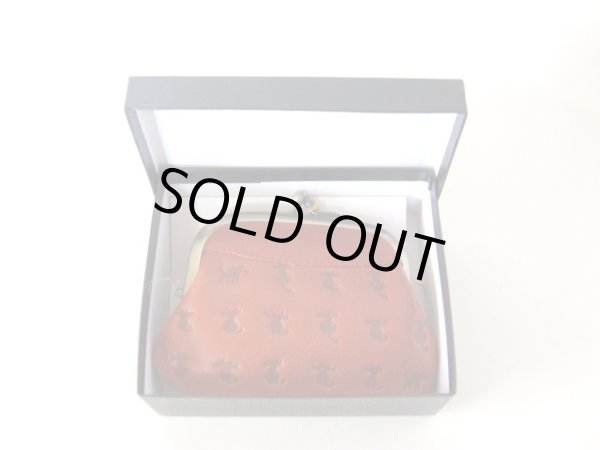 画像5: 猫シルエット牛革親子がま口財布小銭入れ茶 (5)