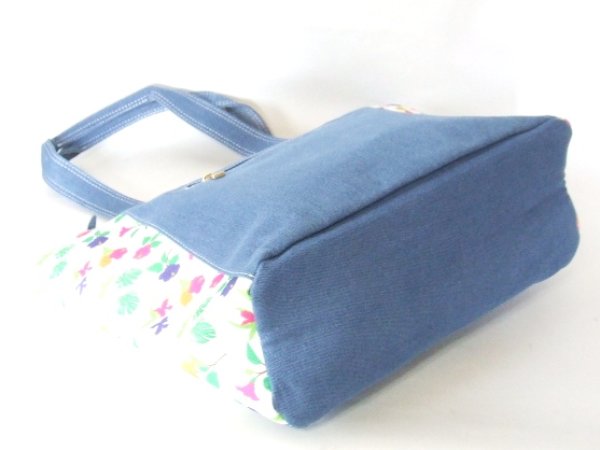 画像3: ＜値下げ＞＜訳あり＞カラフル花柄デニムトートバッグ (3)