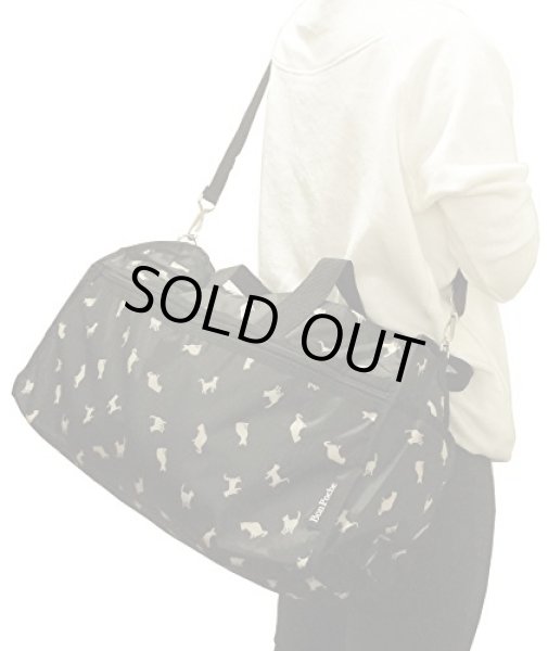 画像6: キャット猫シルエット総柄２ＷＡＹボストンバッグ黒 (6)