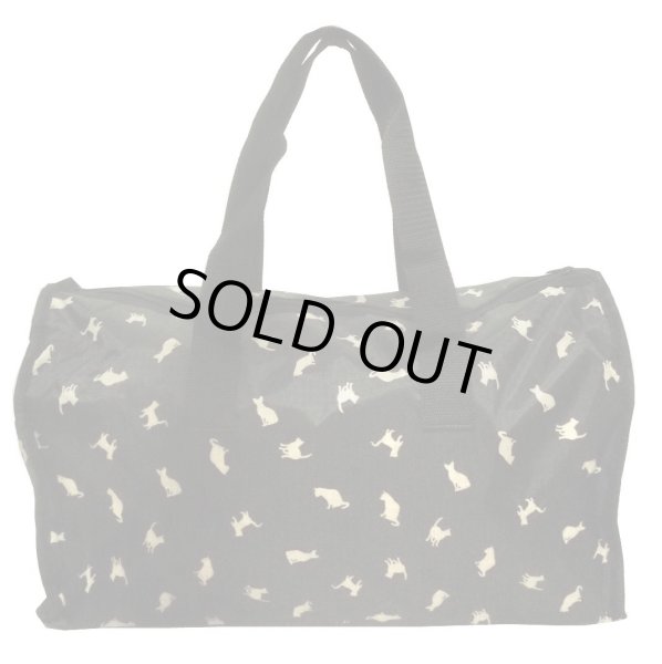 画像2: キャット猫シルエット総柄２ＷＡＹボストンバッグ黒 (2)