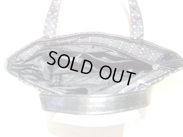 画像5: 猫人間水玉ドット柄手提げバッグ黒 (5)