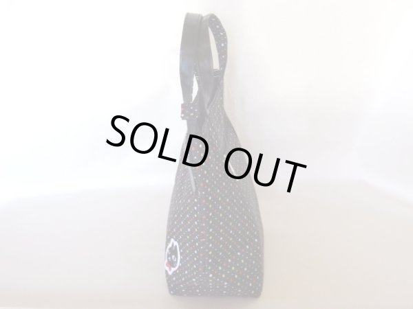 画像3: 猫人間水玉ドット柄手提げバッグ黒 (3)