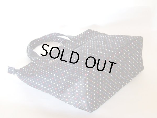 画像2: 猫人間水玉ドット柄手提げバッグ黒 (2)