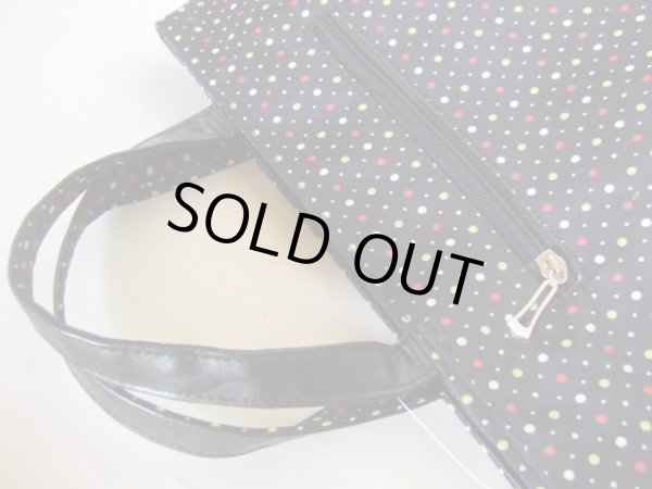 画像4: 猫人間水玉ドット柄手提げバッグ黒 (4)